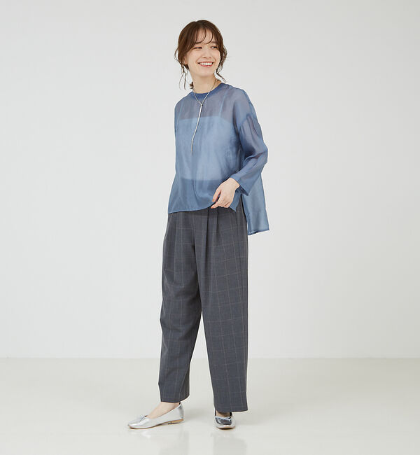 abahouse mavie「【シアートップス】７分袖シアーTシャツ」|Tシャツ・カットソー|