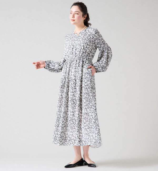 TIARA「ストライプフラワープリントワンピース」|ワンピース|