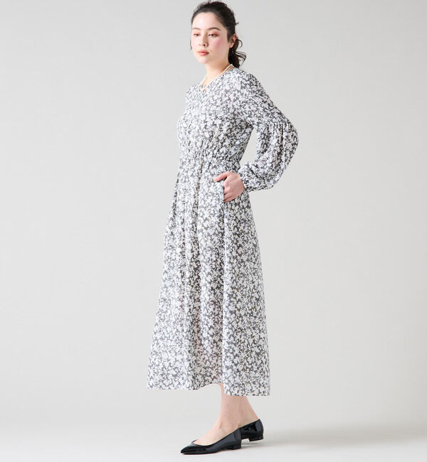 TIARA「ストライプフラワープリントワンピース」|ワンピース|