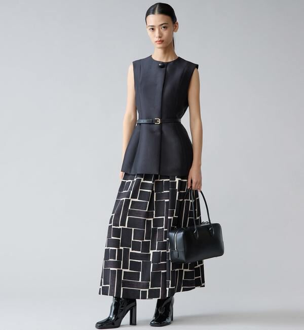 TIARA「ブラッシュマークプリントアシンメトリータックスカート」|スカート|