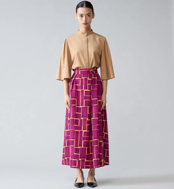 TIARA「ブラッシュマークプリントアシンメトリータックスカート」|スカート|