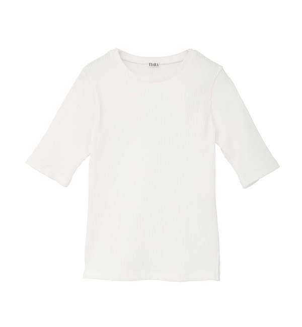 TIARA「コンパクトリブトップス」|Tシャツ・カットソー|ホワイト