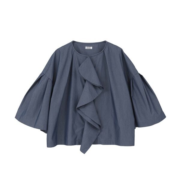 TIARA「フリルスキッパーブラウス」|シャツ・ブラウス|ブルー