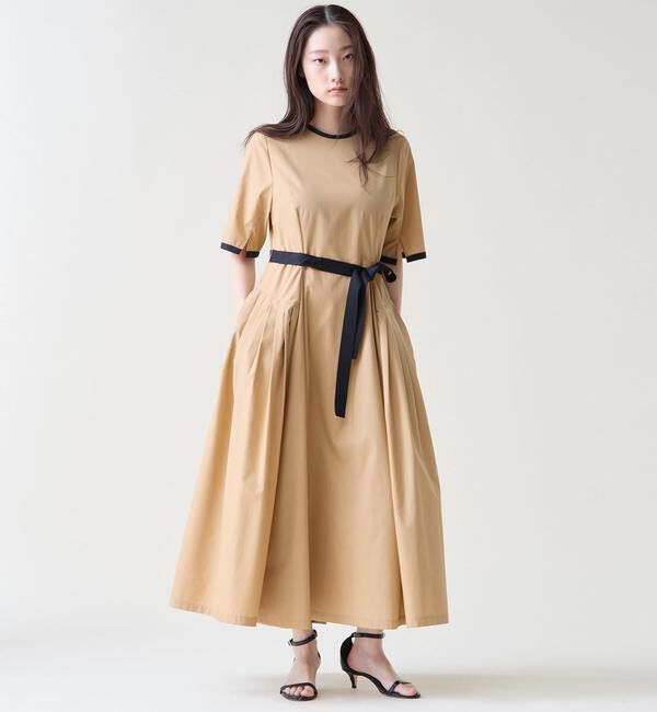 TIARA「ショートスリーブコットンワンピース」|ワンピース|ベージュ