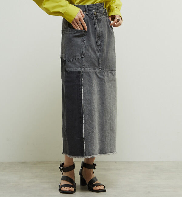 Soffitto「濃淡カラーミディー丈デニムスカート」|スカート|グレー系その他