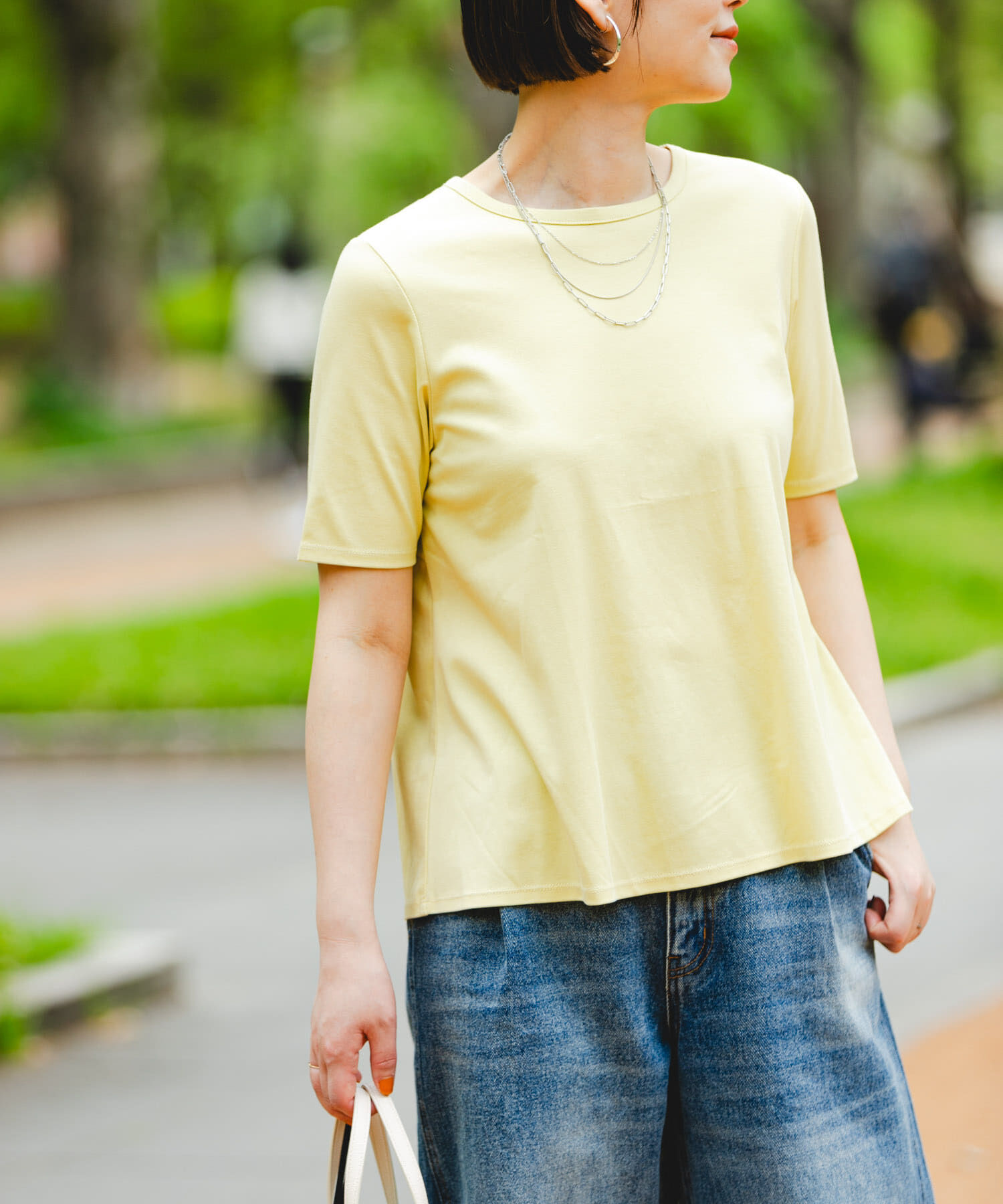 URBAN RESEARCH ROSSO「『UR TECH』F by ROSSO　UVCUTバックオープンフレアTシャツ」|Tシャツ・カットソー|