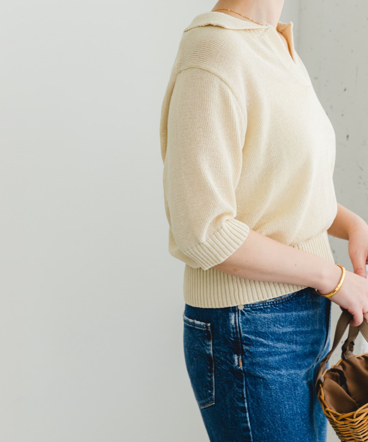 URBAN RESEARCH ROSSO「F by ROSSO　オープンカラーサマーニット」|ニット・セーター|