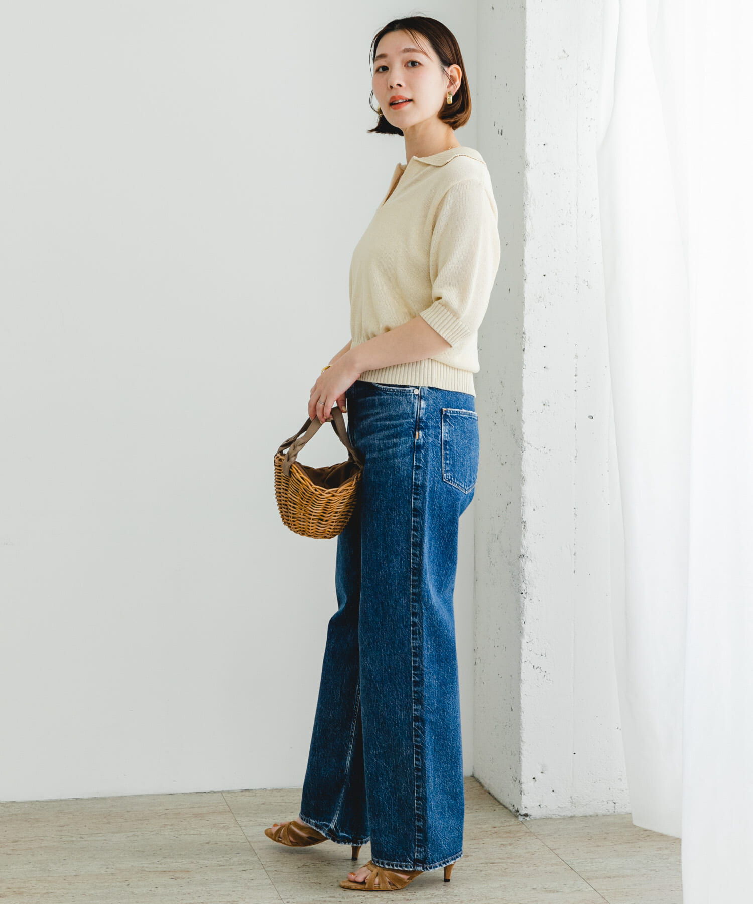 URBAN RESEARCH ROSSO「F by ROSSO　オープンカラーサマーニット」|ニット・セーター|