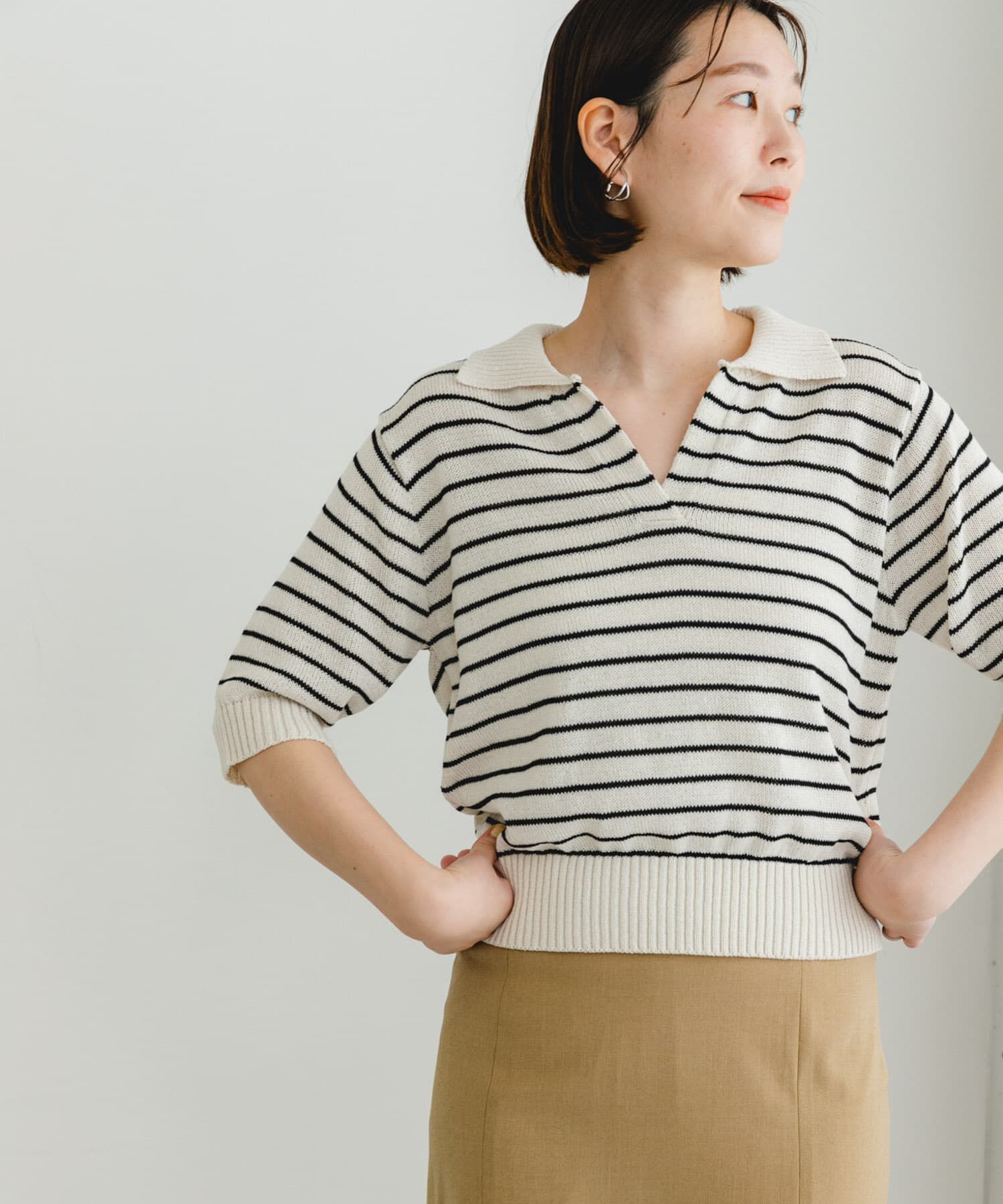 URBAN RESEARCH ROSSO「F by ROSSO　オープンカラーサマーニット」|ニット・セーター|