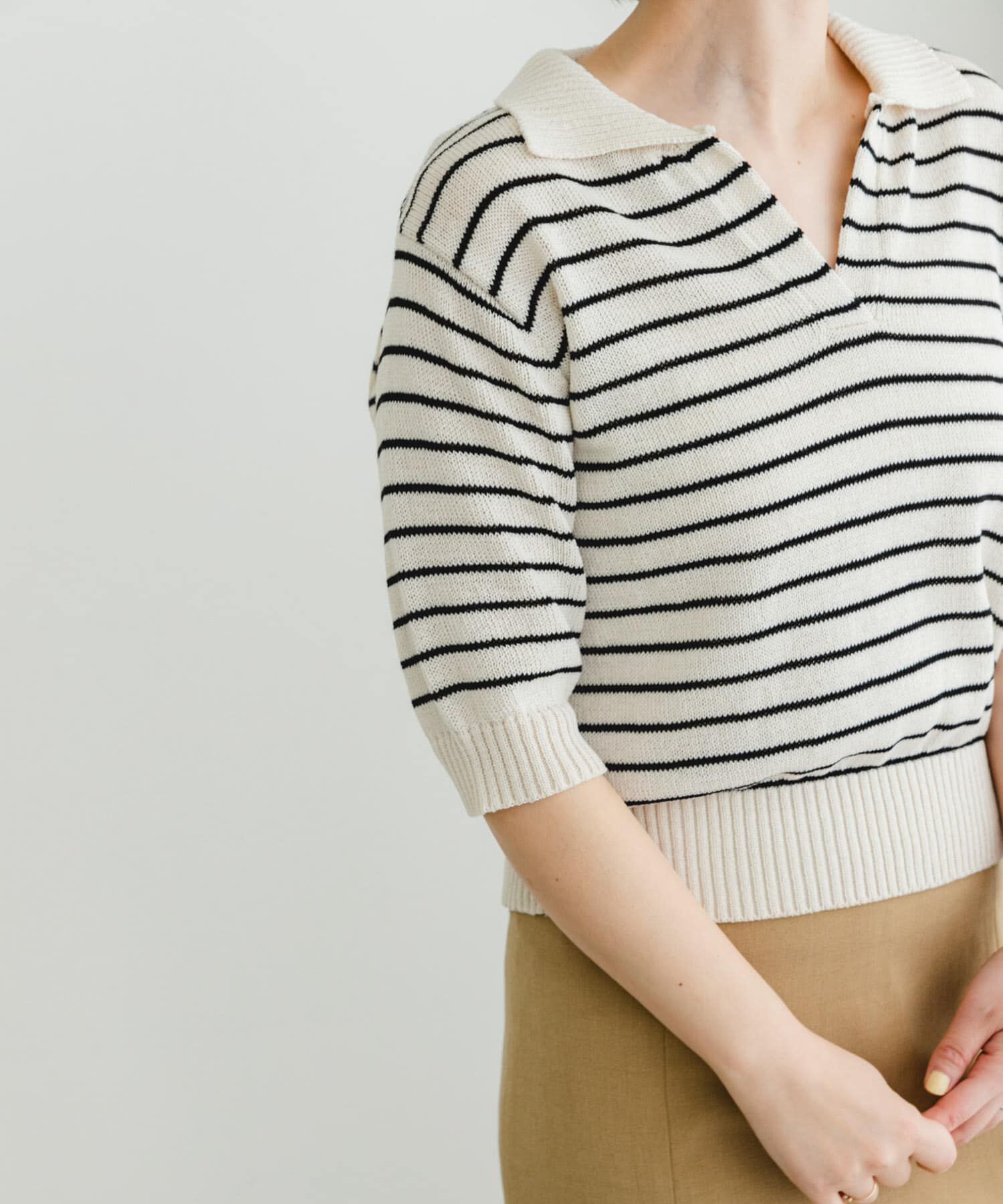 URBAN RESEARCH ROSSO「F by ROSSO　オープンカラーサマーニット」|ニット・セーター|