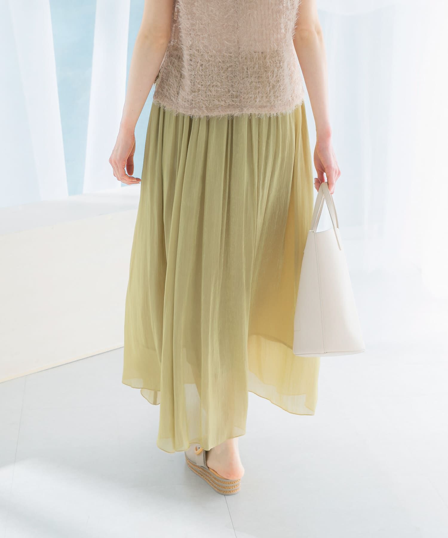 URBAN RESEARCH ROSSO「グロッシーギャザーフレアスカート」|スカート|