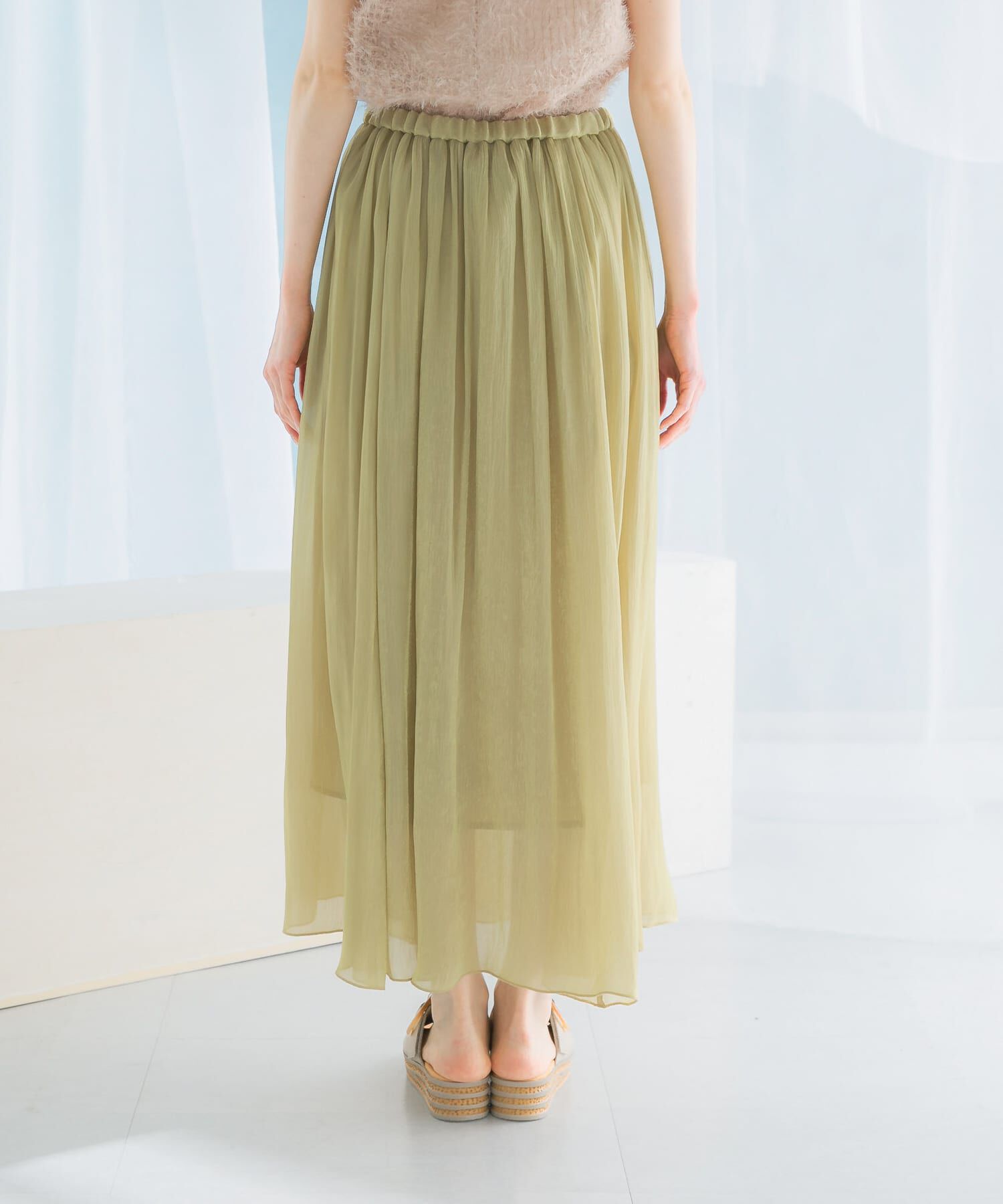 URBAN RESEARCH ROSSO「グロッシーギャザーフレアスカート」|スカート|