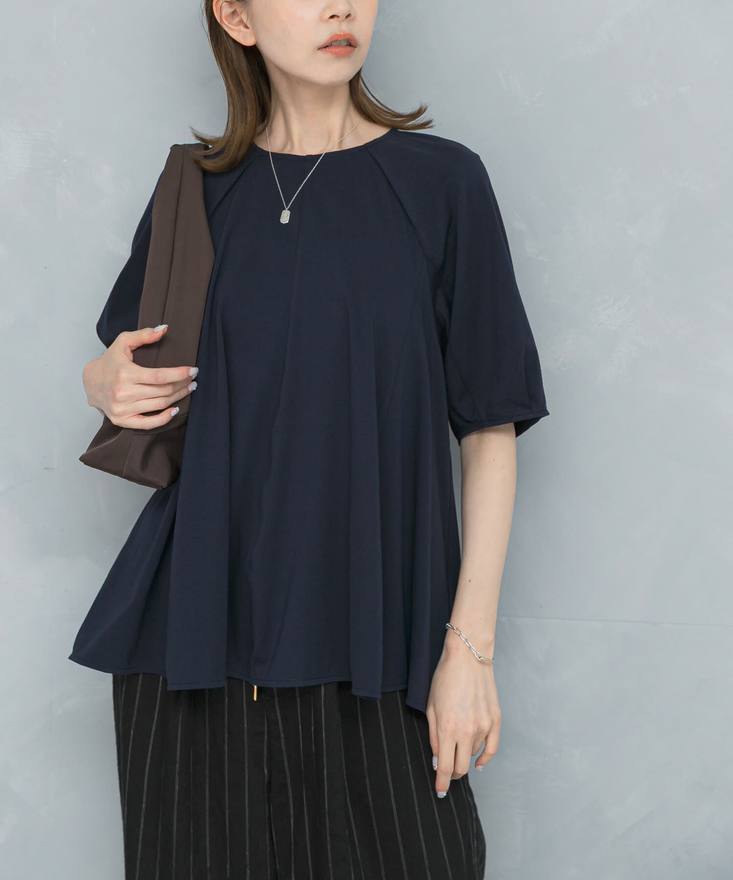 URBAN RESEARCH ROSSO「クールタッチフレアポンチプルオーバー」|Tシャツ・カットソー|ネイビー