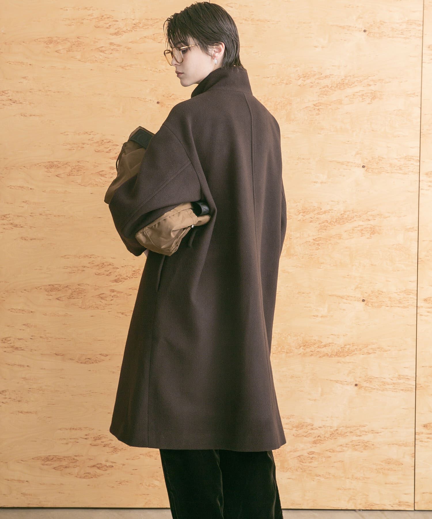 URBAN RESEARCH「スーパー100ウールスタンドカラーコート」|ノーカラーコート|