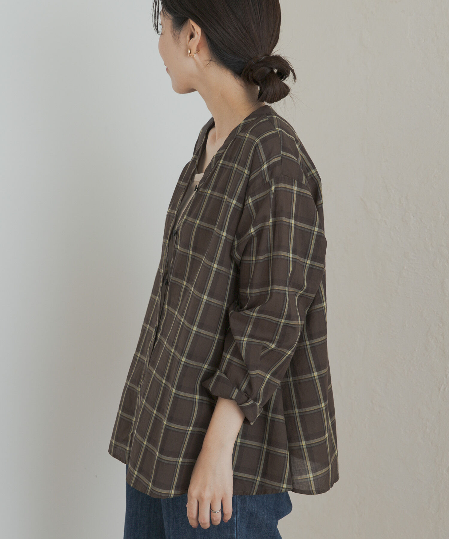 URBAN RESEARCH DOORS「チェックフレアブラウス」|Tシャツ・カットソー|