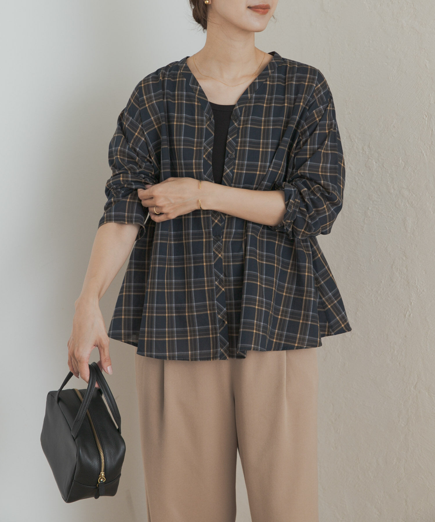 URBAN RESEARCH DOORS「チェックフレアブラウス」|Tシャツ・カットソー|