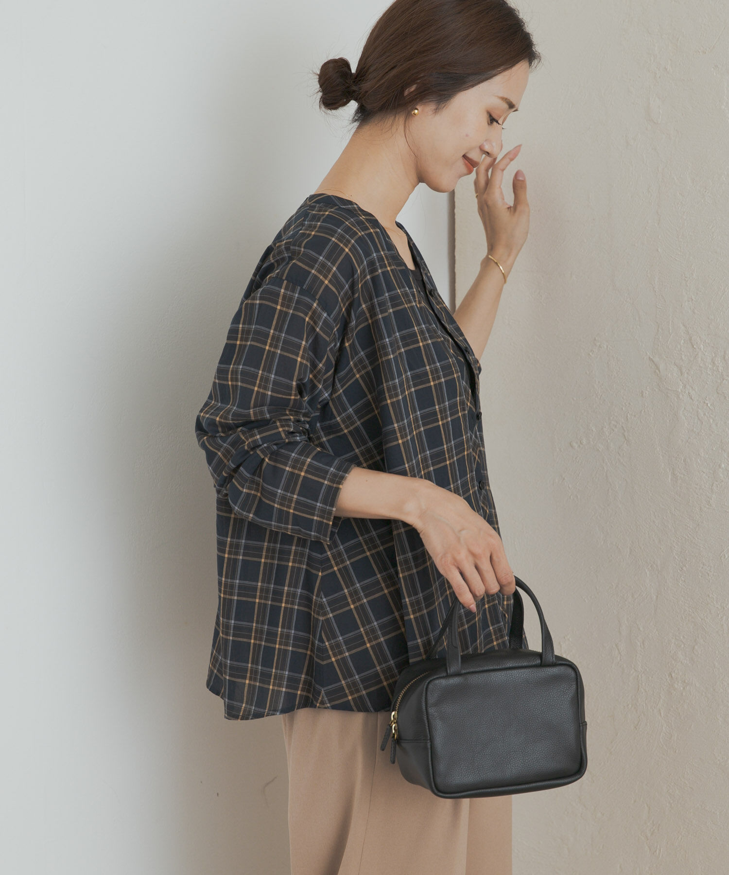 URBAN RESEARCH DOORS「チェックフレアブラウス」|Tシャツ・カットソー|