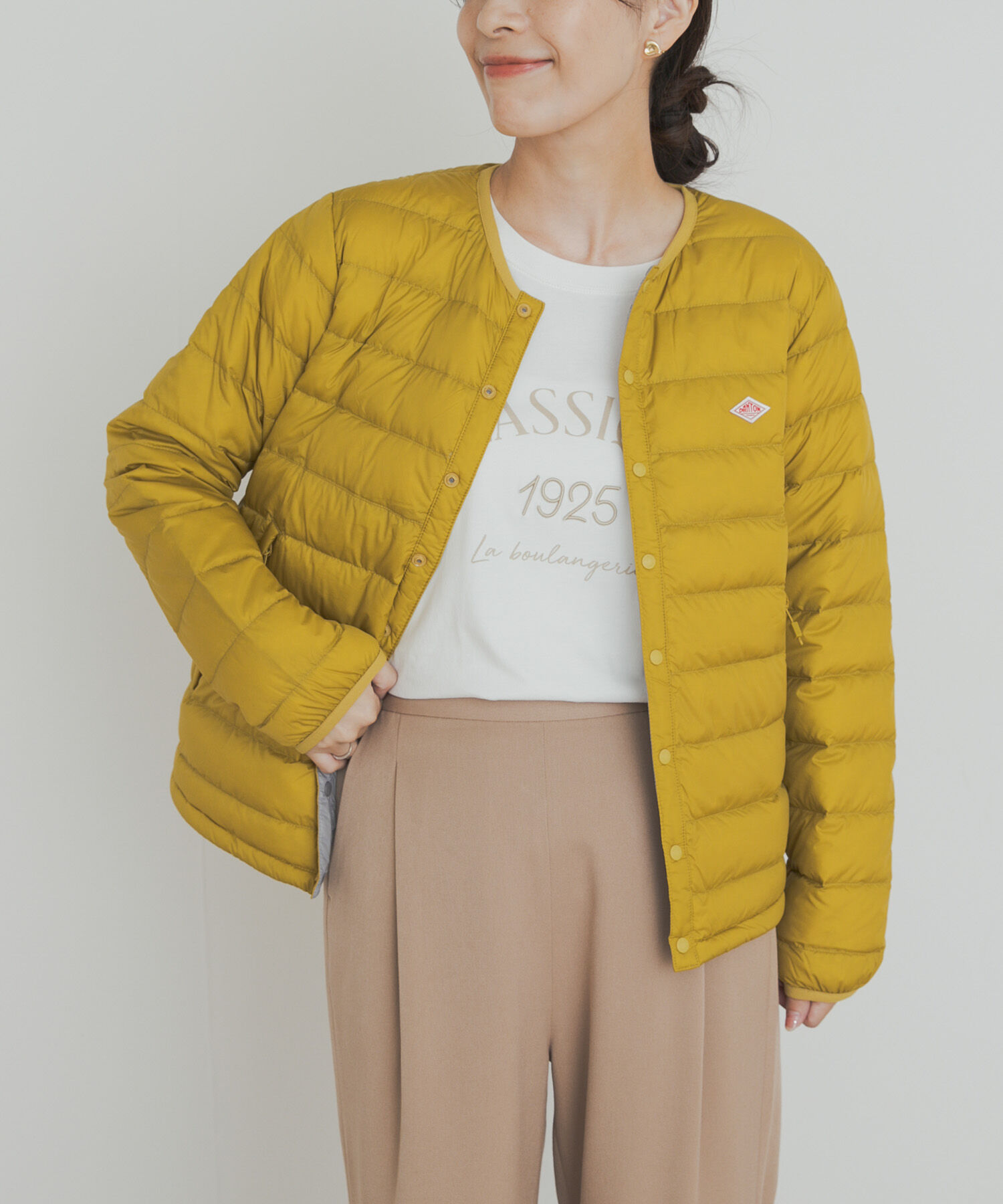 URBAN RESEARCH DOORS「DANTON　INNERDOWN CREWNECKJACKET」|ダウン|イエロー