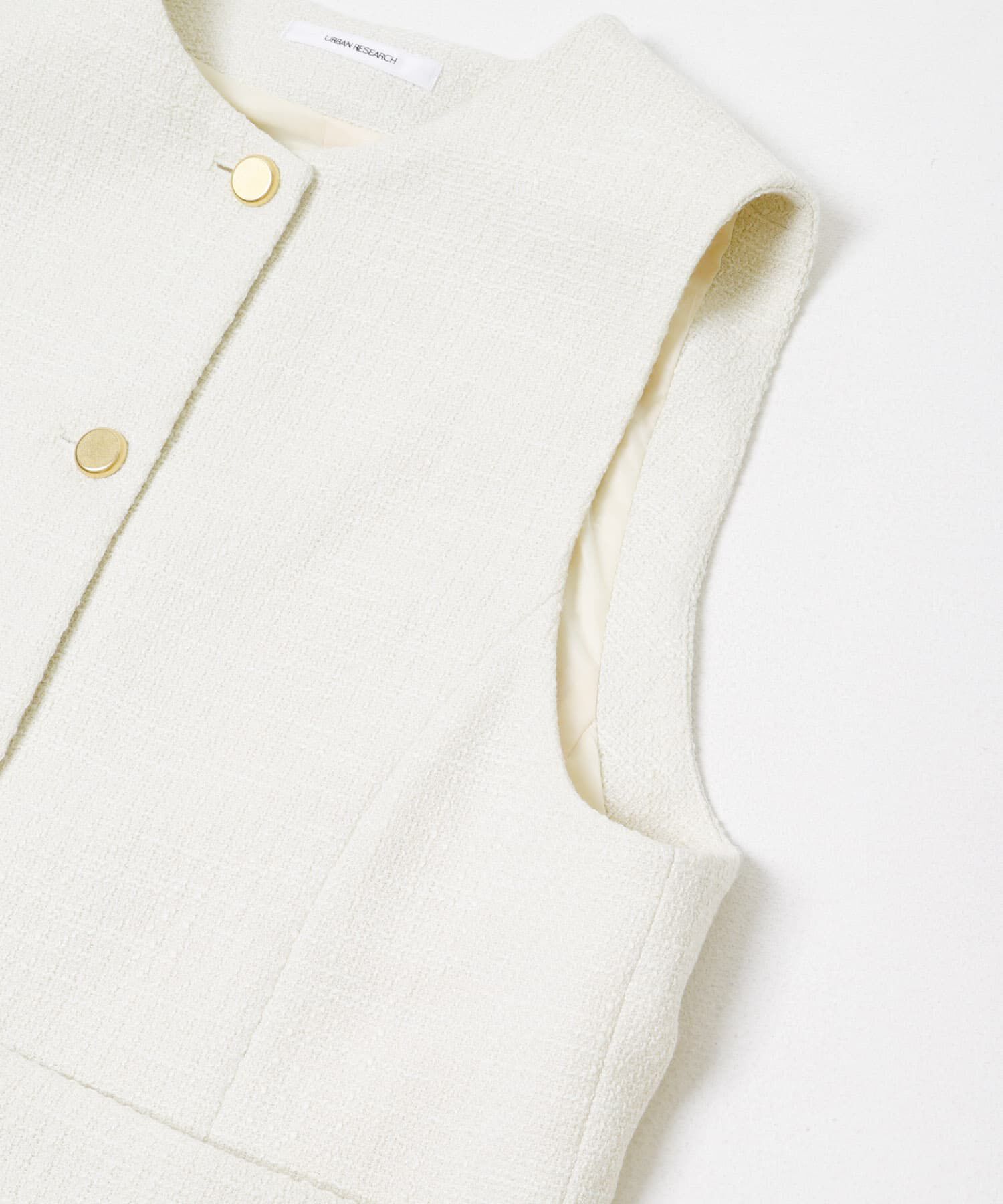 URBAN RESEARCH「ノーカラーツイードジレ」|ノーカラーコート|