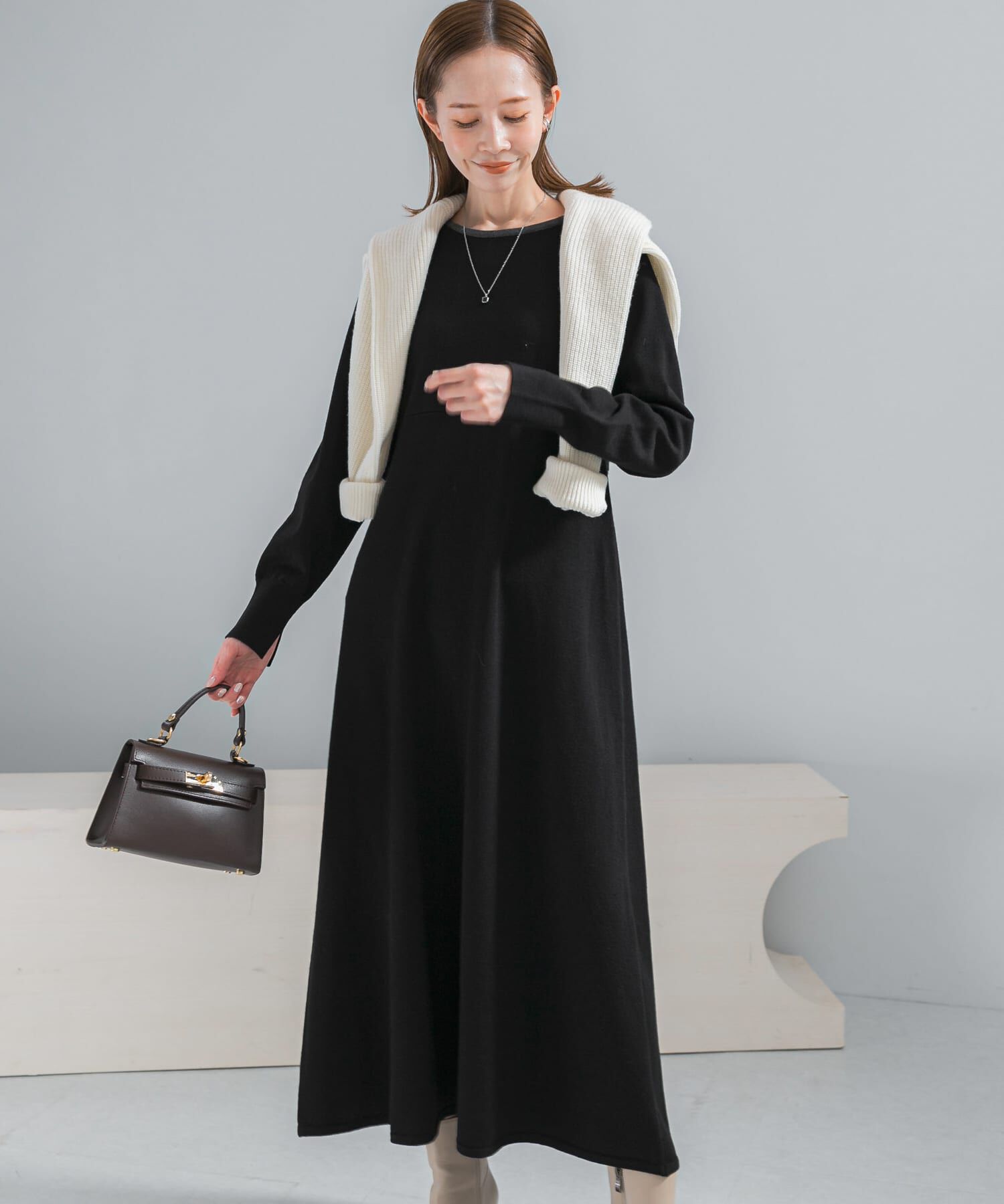 URBAN RESEARCH ROSSO「ウォシャブルフレアシルエットニットワンピース」|ワンピース|