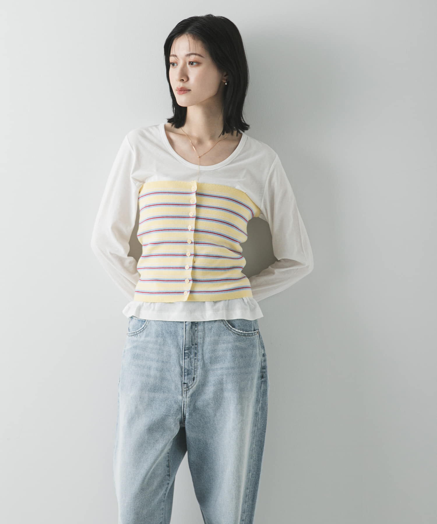 URBAN RESEARCH「マルチボーダーニットビスチェ」|ニット・セーター|イエロー系その他