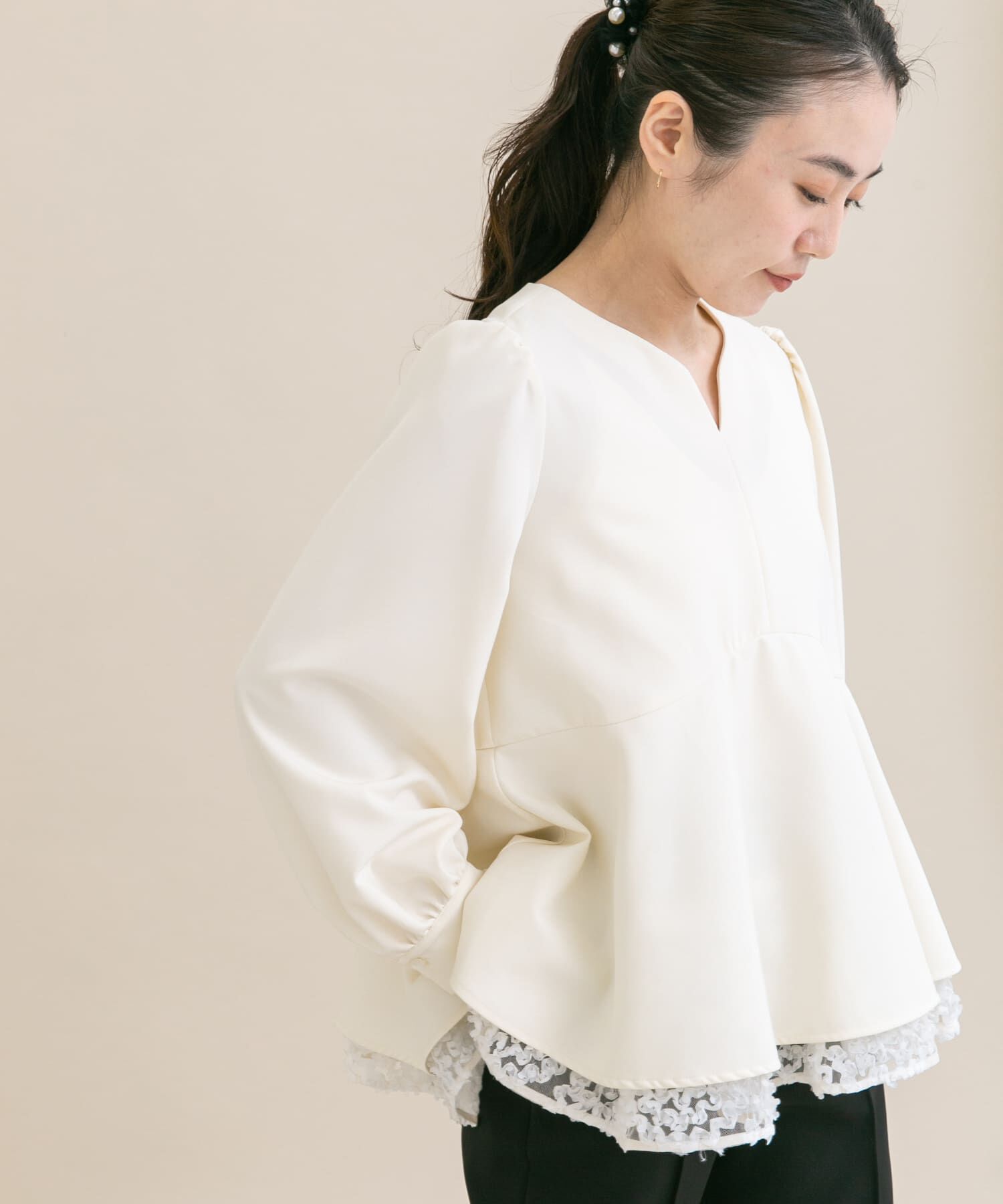 URBAN RESEARCH ROSSO「『WEB限定』レイヤードペプラムブラウス」|シャツ・ブラウス|