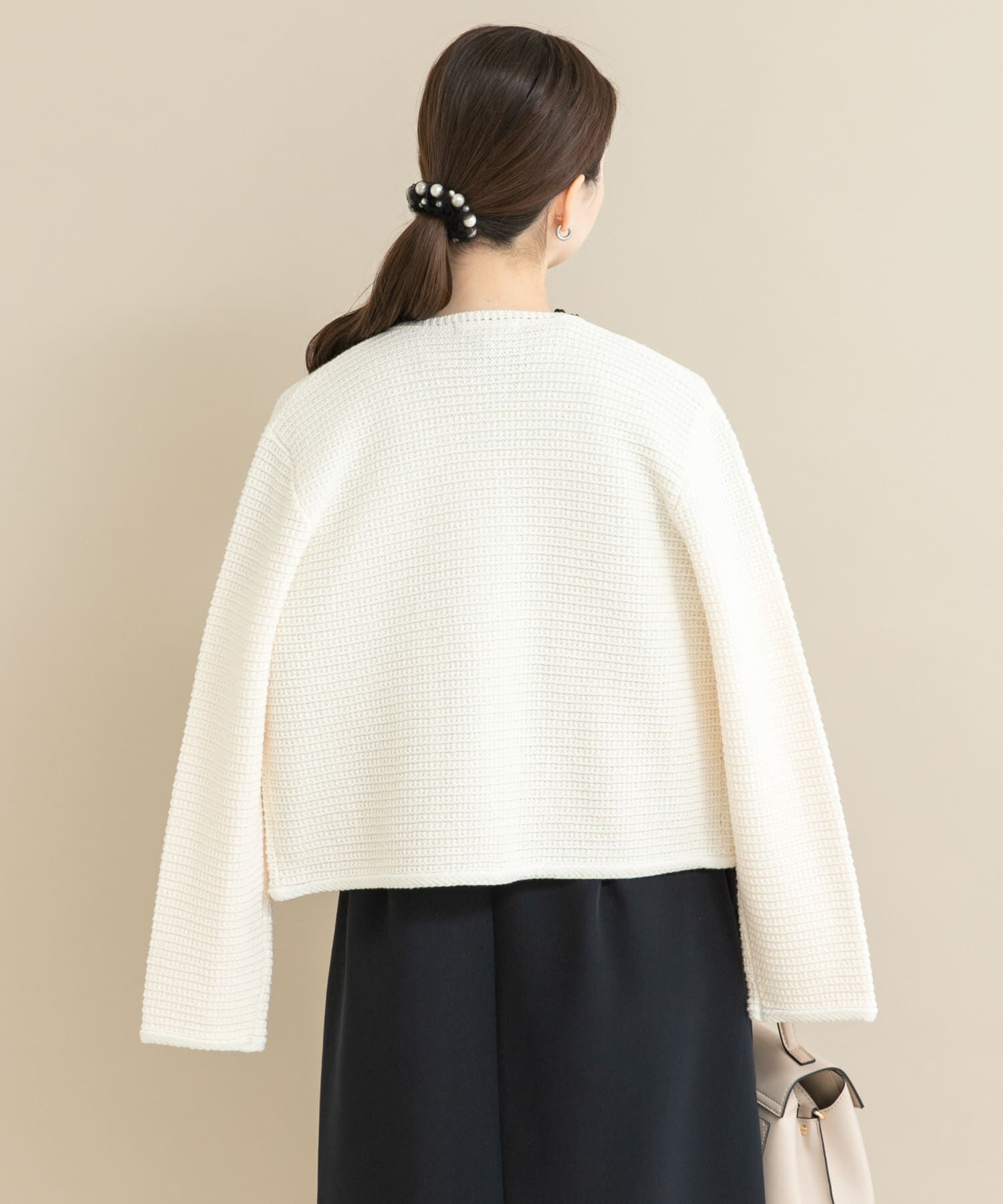 URBAN RESEARCH ROSSO「『WEB/一部店舗限定』ツイードノーカラーニットジャケット」|ノーカラージャケット|