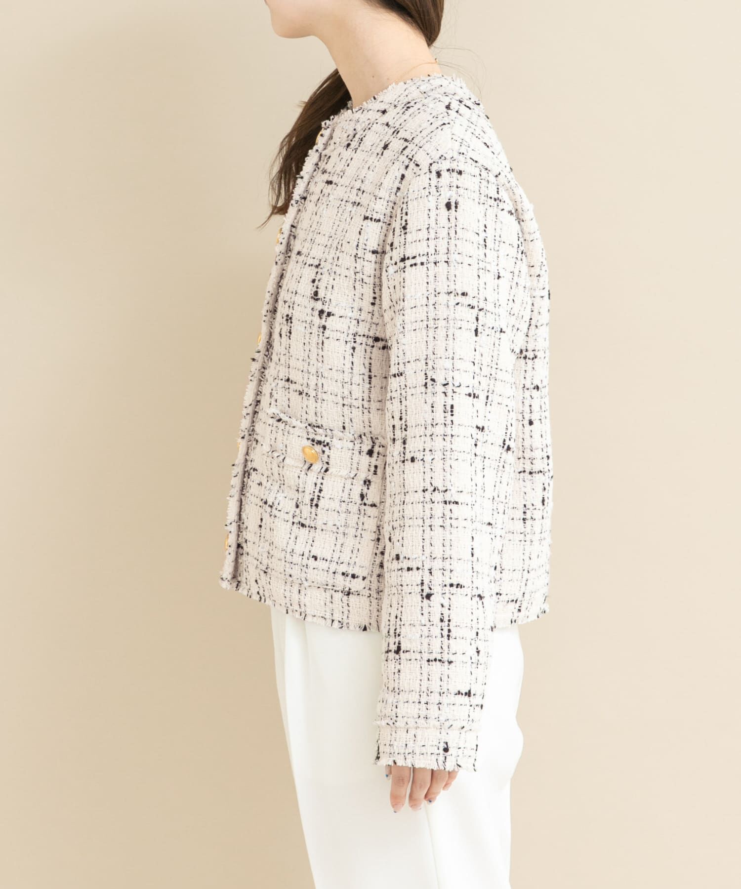 URBAN RESEARCH ROSSO「『WEB限定』ツイードノーカラージャケット」|ノーカラージャケット|