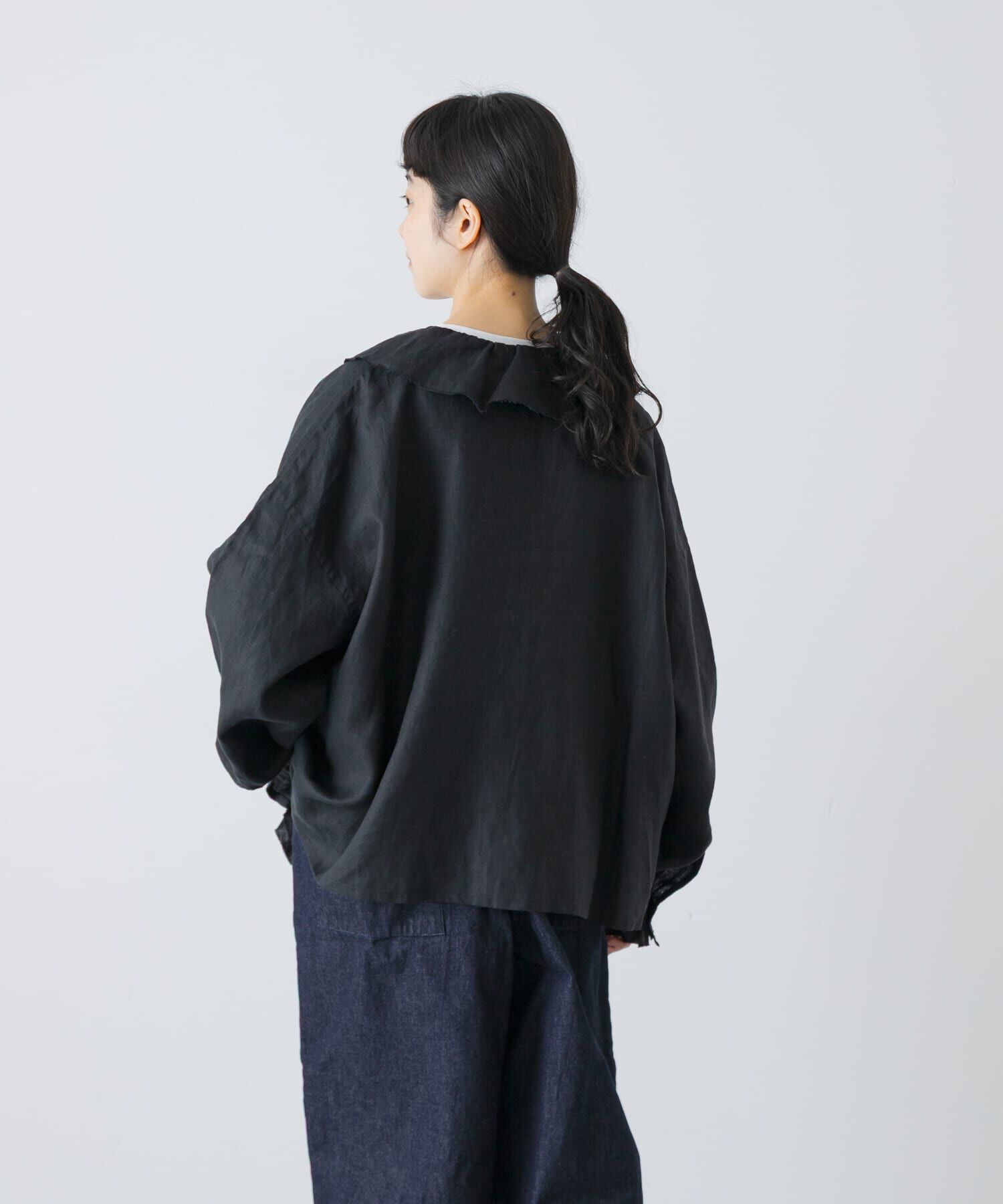 かぐれ「リネンフリルカラーシャツ」|シャツ・ブラウス|