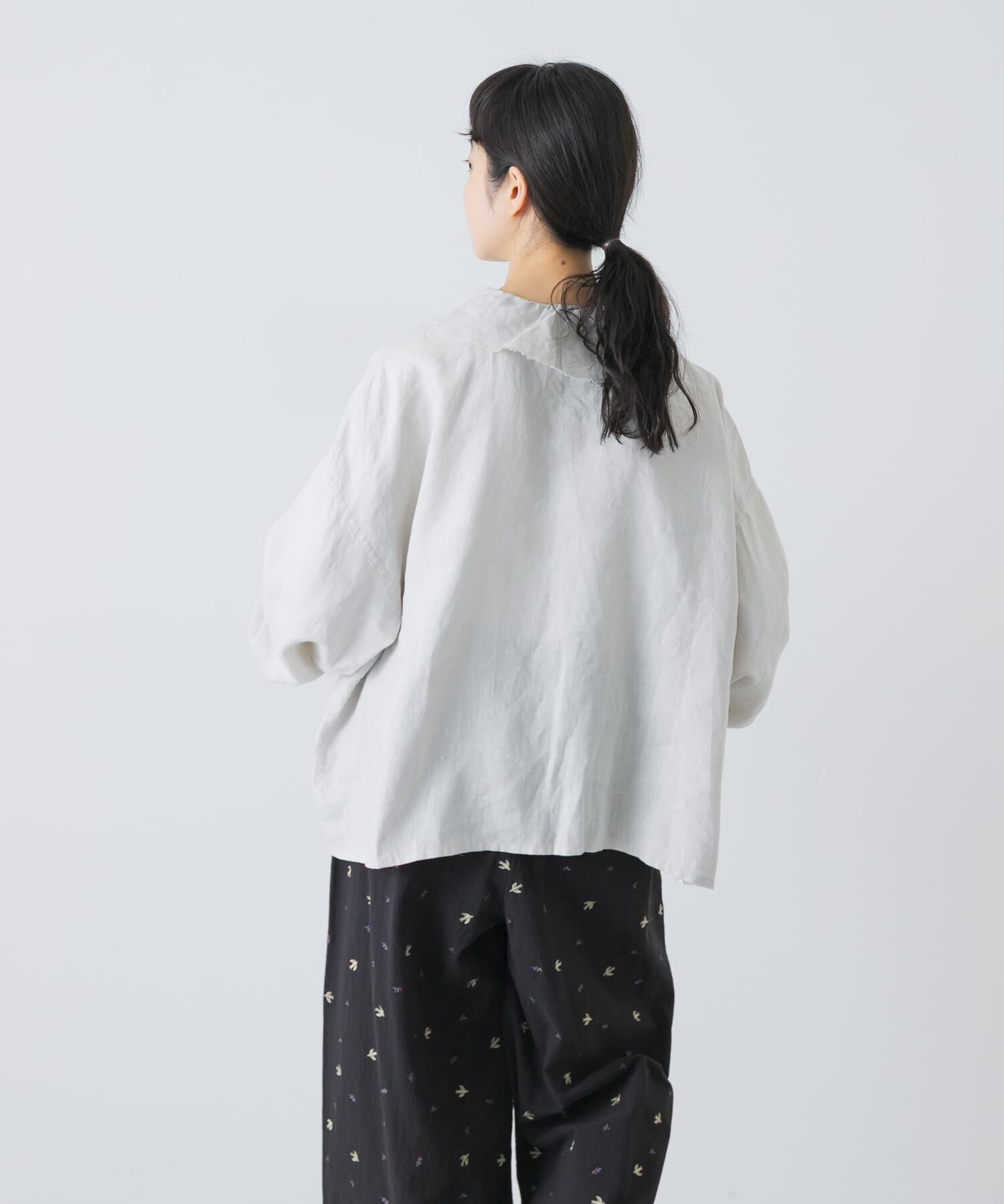 かぐれ「リネンフリルカラーシャツ」|シャツ・ブラウス|