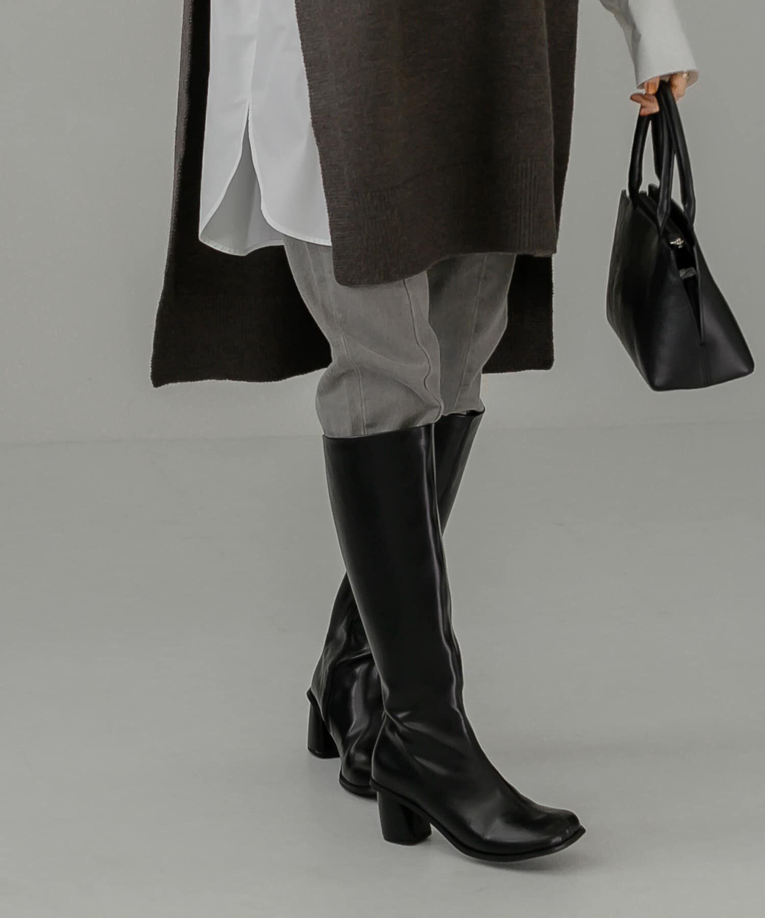  「フェイクレザーロングブーツ」|ショートブーツ|