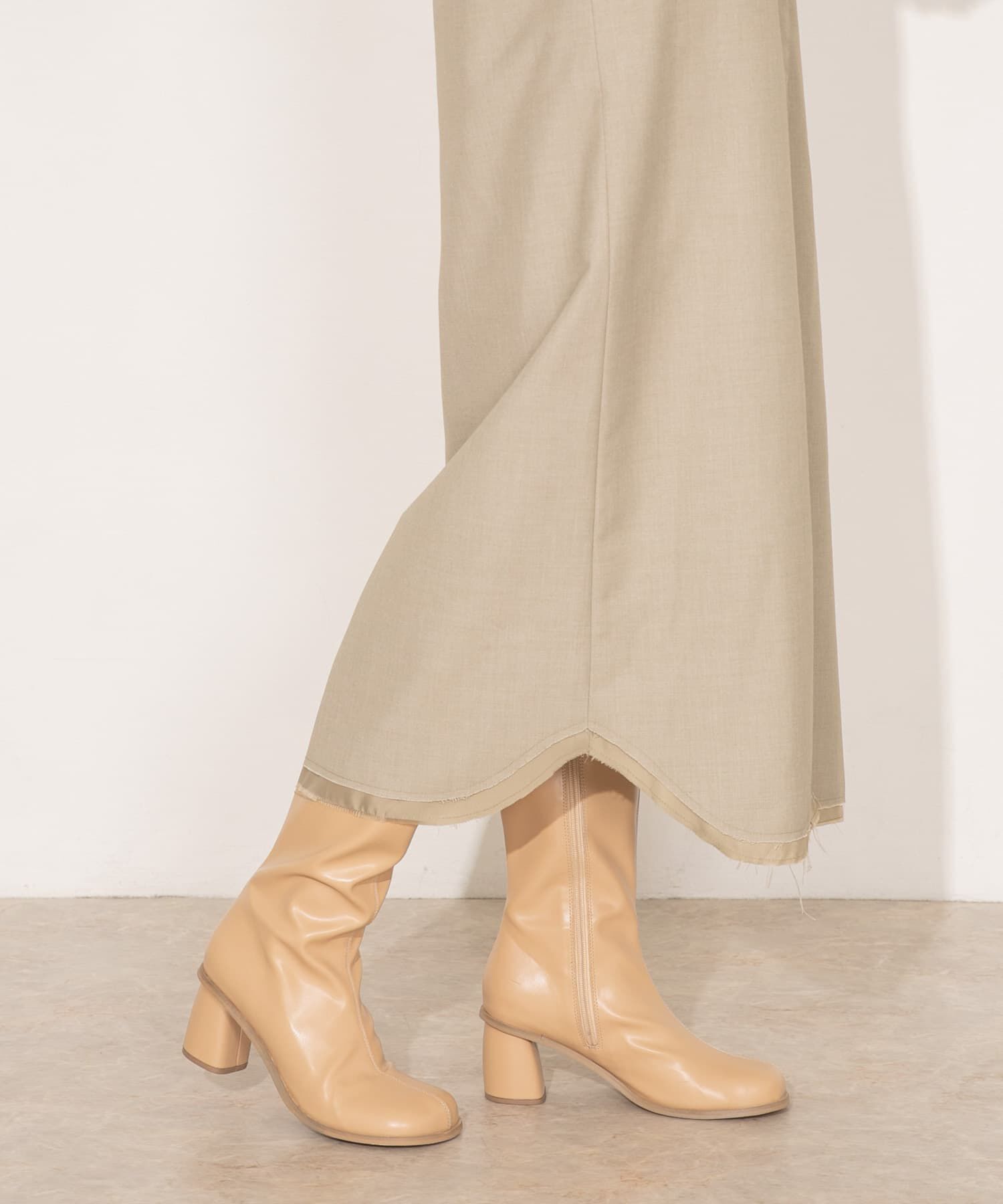  「フェイクレザーロングブーツ」|ショートブーツ|