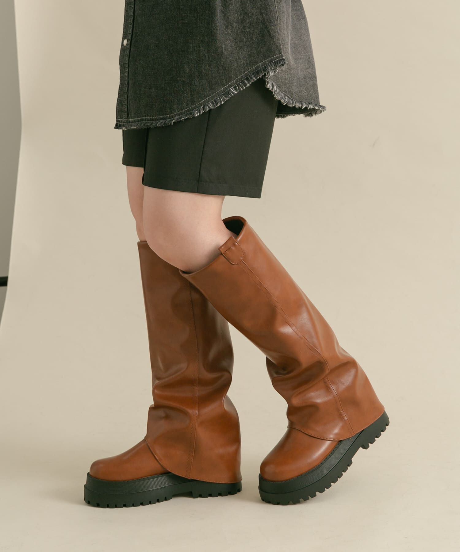  「カバーデザインロングブーツ」|ショートブーツ|