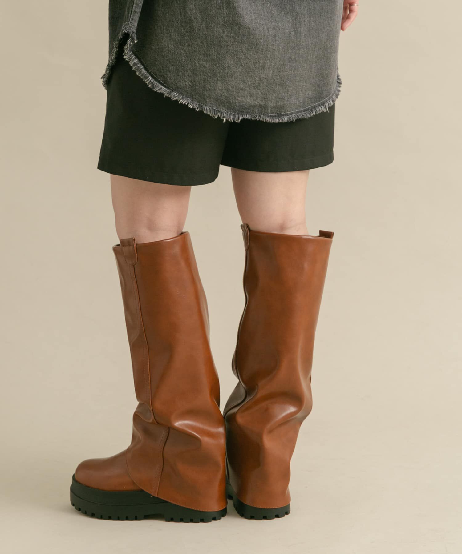  「カバーデザインロングブーツ」|ショートブーツ|