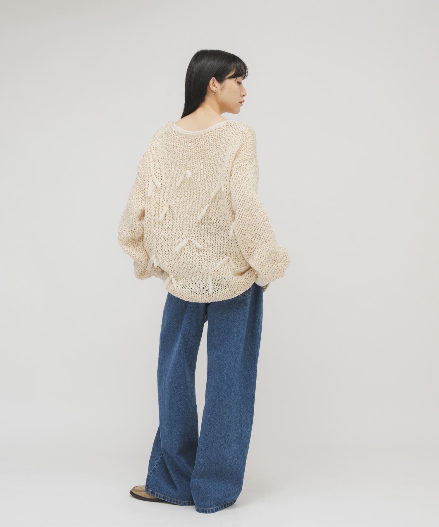  「テープヤーンリボンオーバーニット」|ニット・セーター|