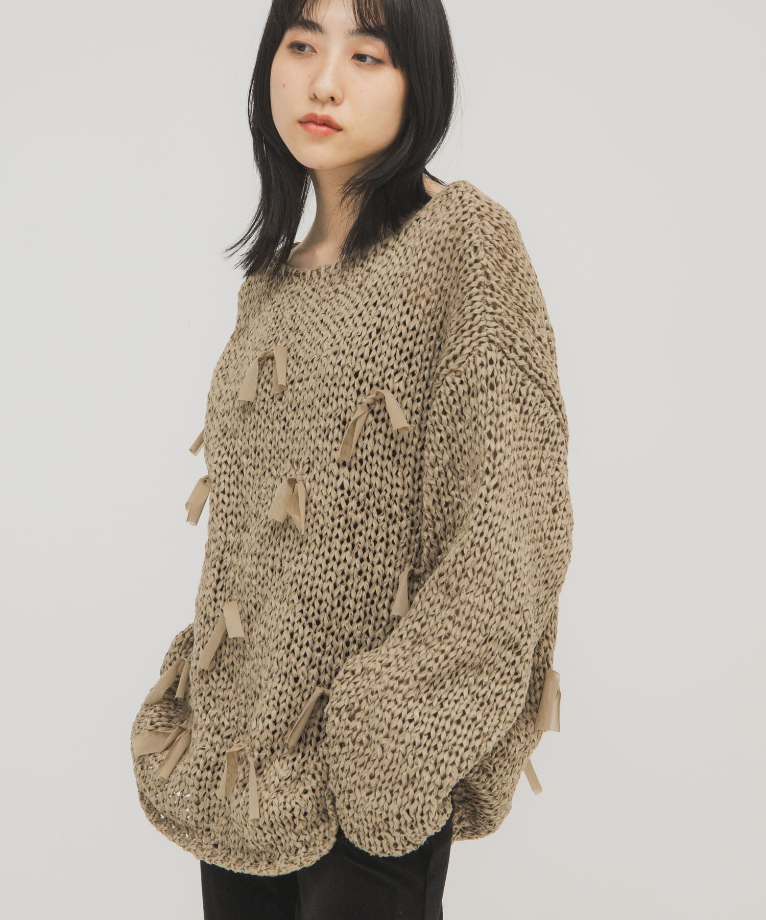  「テープヤーンリボンオーバーニット」|ニット・セーター|