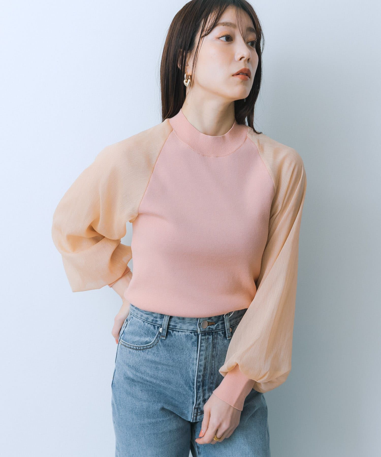 SENSE OF PLACE by URBAN RESEARCH「シアーボリュームスリーブセーター」|ニット・セーター|