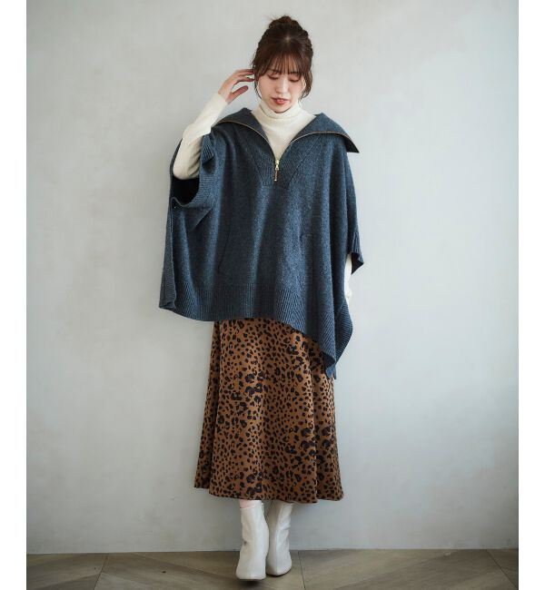 le.coeur blanc「レオパードサテンフレアスカート」|フレア|