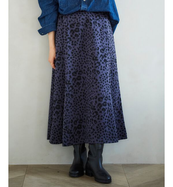 le.coeur blanc「レオパードサテンフレアスカート」|フレア|