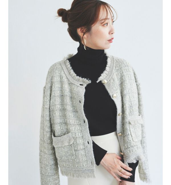 le.coeur blanc「ツイード調ラメニットジャケット」|その他|