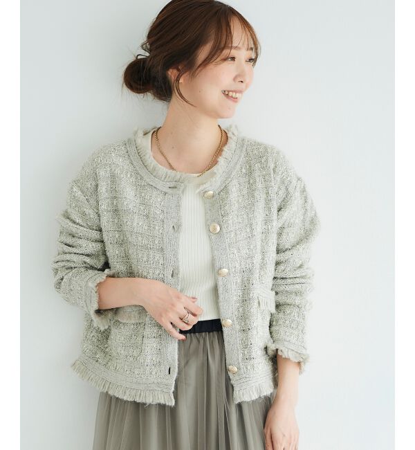 le.coeur blanc「ツイード調ラメニットジャケット」|その他|