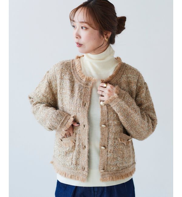 le.coeur blanc「ツイード調ラメニットジャケット」|その他|