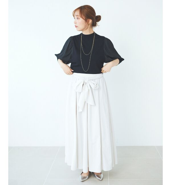 le.coeur blanc「ウエストリボンボリュームロングスカート」|スカート|