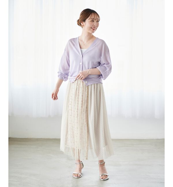  「Perle Peche ドットチュールレースキリカエスカート」|スカート|