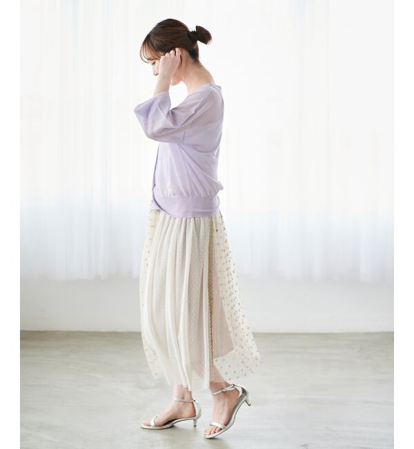  「Perle Peche ドットチュールレースキリカエスカート」|スカート|