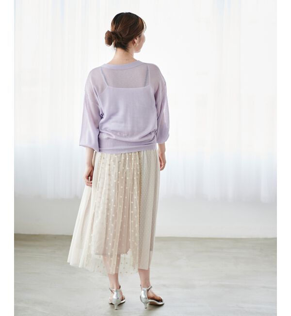  「Perle Peche ドットチュールレースキリカエスカート」|スカート|