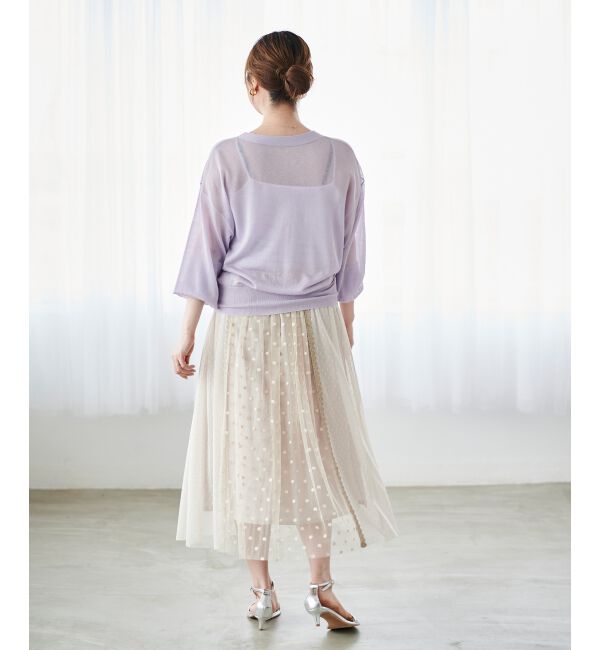  「Perle Peche ドットチュールレースキリカエスカート」|スカート|