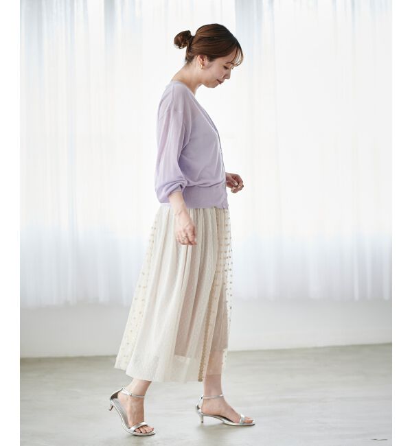  「Perle Peche ドットチュールレースキリカエスカート」|スカート|