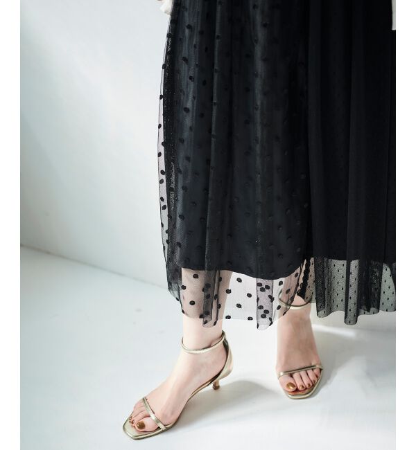  「Perle Peche ドットチュールレースキリカエスカート」|スカート|