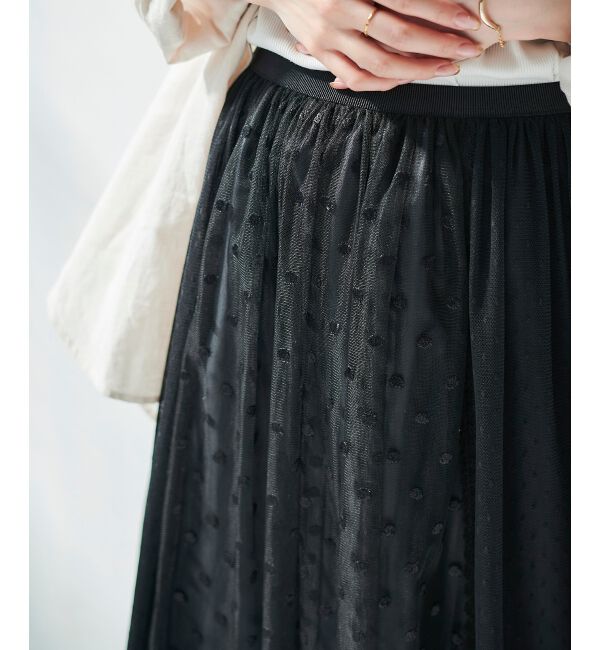  「Perle Peche ドットチュールレースキリカエスカート」|スカート|
